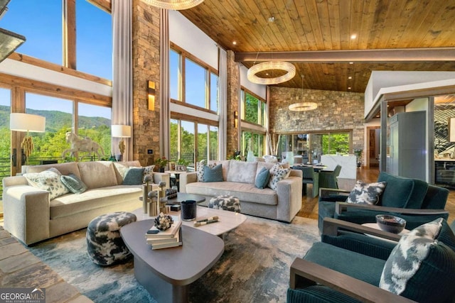 51 Birdseye Vw, Blue Ridge, GA 30513 - interior space with beamed ceiling