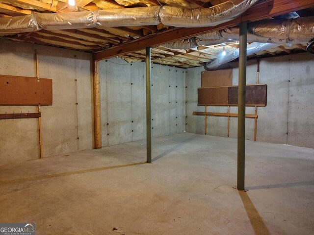 view of unfinished basement