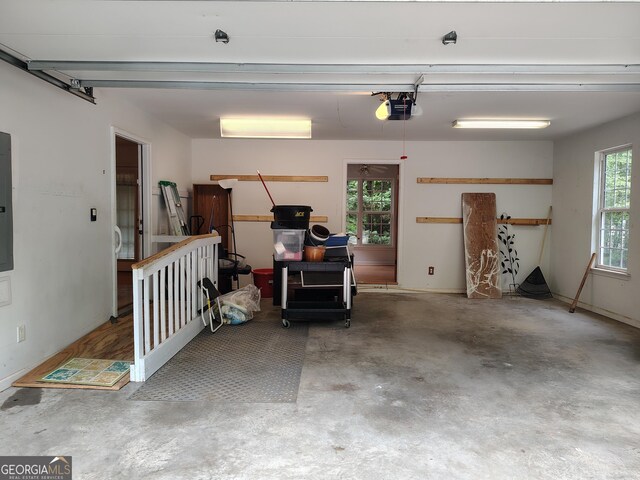 garage with a garage door opener