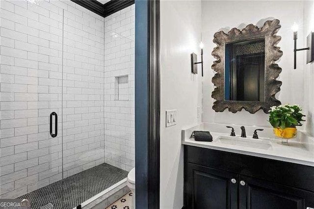 13922 Tree Loft Rd, Milton, GA 30004 - bathroom featuring a shower stall, vanity, and toilet