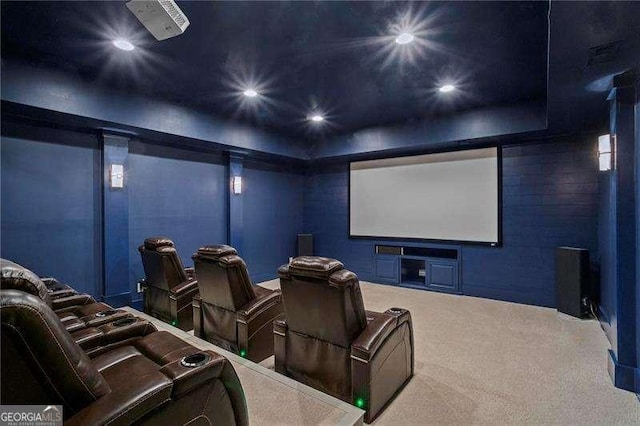 13922 Tree Loft Rd, Milton, GA 30004 - carpeted home theater room featuring recessed lighting
