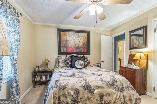 292 Lumpkin St, Winder, GA 30680 - bedroom with ornamental molding, light carpet, a textured ceiling, and baseboards