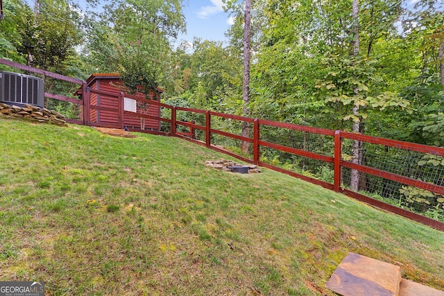 264 Pontoosuc Dr, Mineral Bluff, GA 30559 - view of yard featuring central AC and a fenced backyard