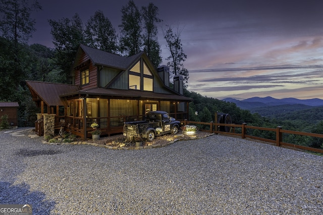 264 Pontoosuc Dr, Mineral Bluff, GA 30559 - exterior space featuring a mountain view and a chimney