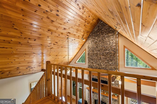 142 Amelia Ln, Blue Ridge, GA 30513 - additional living space featuring lofted ceiling, wood ceiling, and plenty of natural light