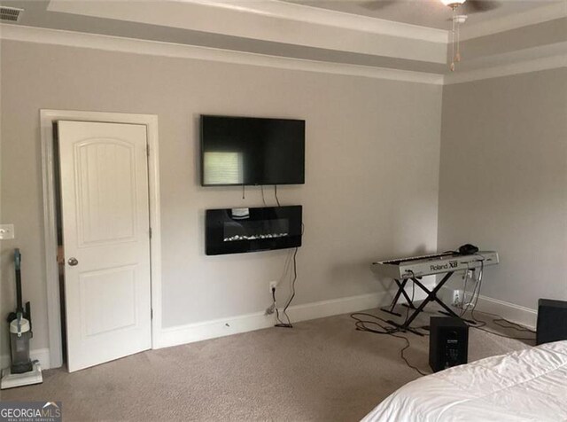 100 Ruby Ln, Mcdonough, GA 30252 - carpeted bedroom featuring a tray ceiling and baseboards
