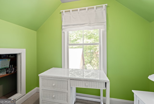 bonus room featuring vaulted ceiling, carpet, and baseboards