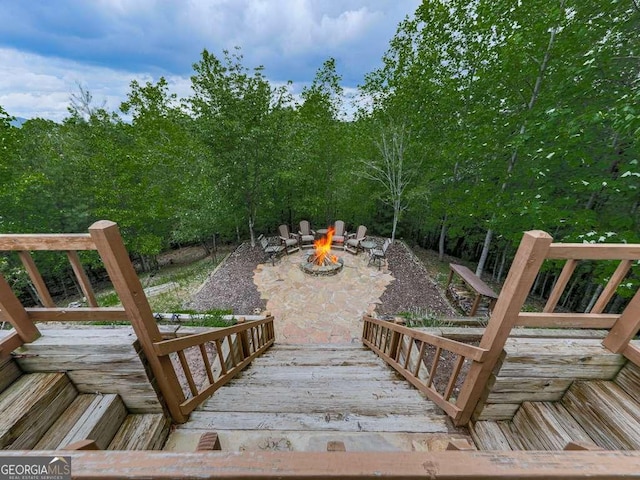 550 My Mountain Rd, Morganton, GA 30560 - wooden deck featuring a fire pit