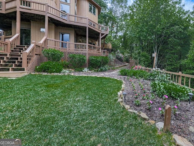 550 My Mountain Rd, Morganton, GA 30560 - view of green lawn with a wooden deck