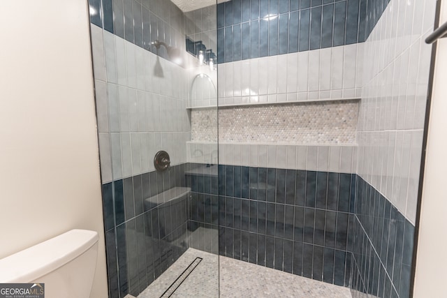 full bath with toilet and a walk in shower