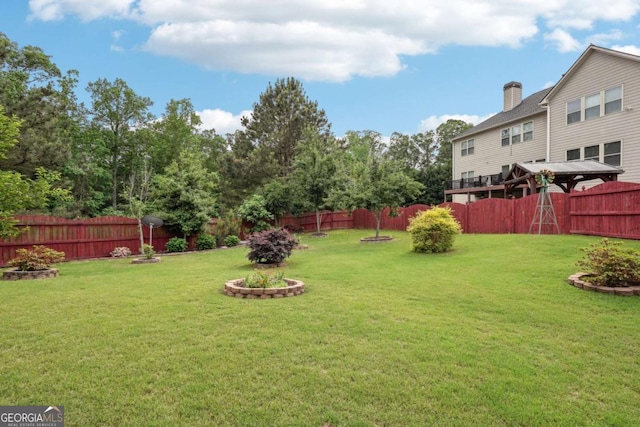 view of yard featuring a fenced backyard