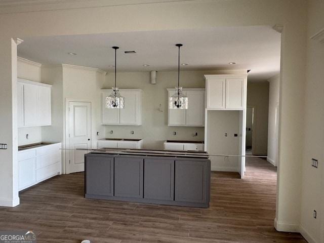 2191 Isles Of St Marys Way, Saint Marys, GA 31558 - kitchen featuring white cabinetry, dark wood-style flooring, baseboards, and a kitchen island