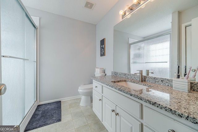 463 Rebekah Dr, Bethlehem, GA 30620 - full bathroom featuring toilet, visible vents, baseboards, a shower stall, and vanity