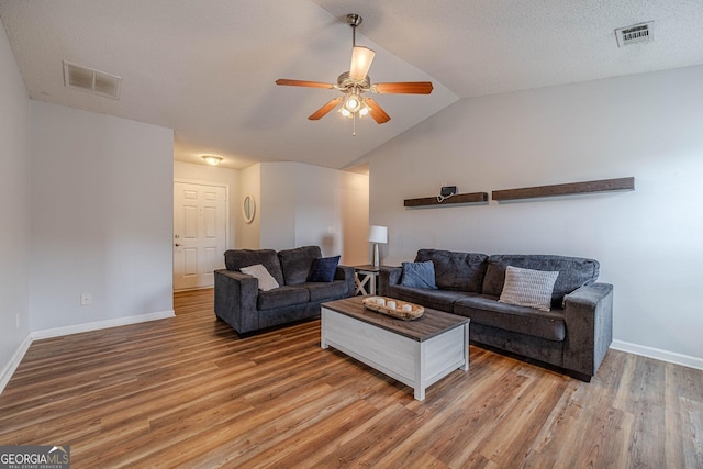 463 Rebekah Dr, Bethlehem, GA 30620 - living room featuring visible vents, wood finished floors, baseboards, and ceiling fan