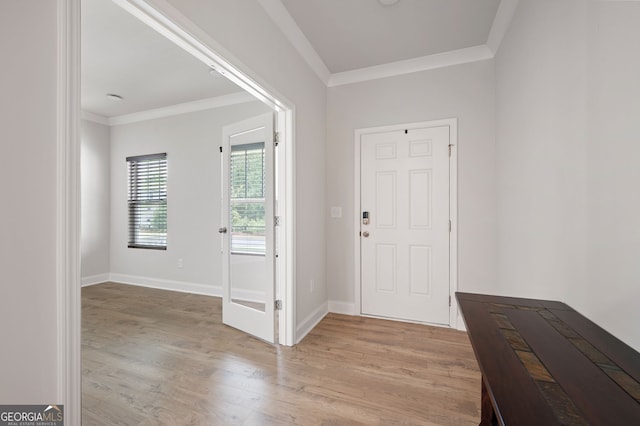 63 Brookstone Park E, Acworth, GA 30101 - entryway featuring crown molding, light wood-type flooring, and baseboards