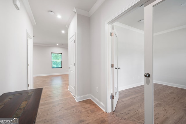 63 Brookstone Park E, Acworth, GA 30101 - corridor with crown molding, wood finished floors, recessed lighting, and baseboards