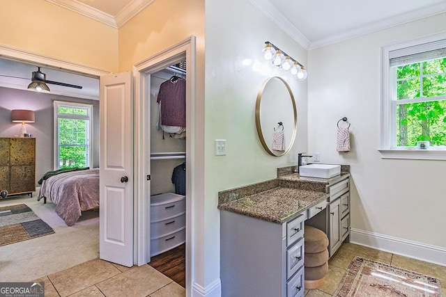1122 Irongate, Macon, GA 31220 - full bath featuring vanity, ornamental molding, ensuite bath, and tile patterned floors