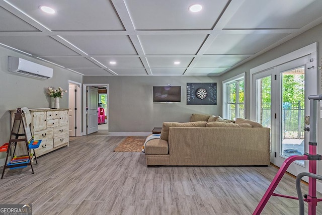 1122 Irongate, Macon, GA 31220 - living area featuring baseboards, wood finished floors, recessed lighting, and an AC wall unit