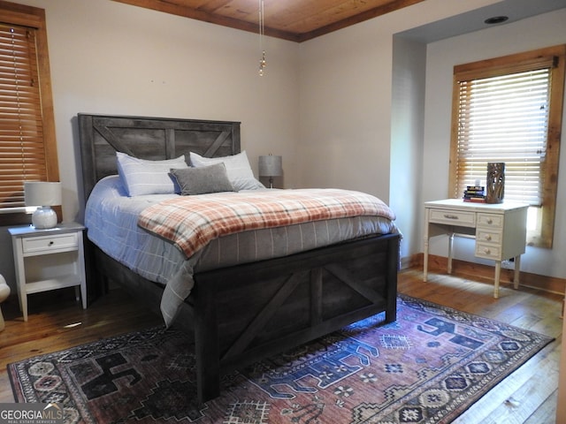 366 Shepherds Way, Morganton, GA 30560 - bedroom featuring hardwood / wood-style floors, wooden ceiling, and baseboards