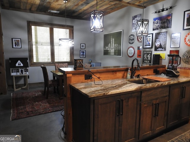 366 Shepherds Way, Morganton, GA 30560 - indoor wet bar with wooden ceiling and decorative light fixtures