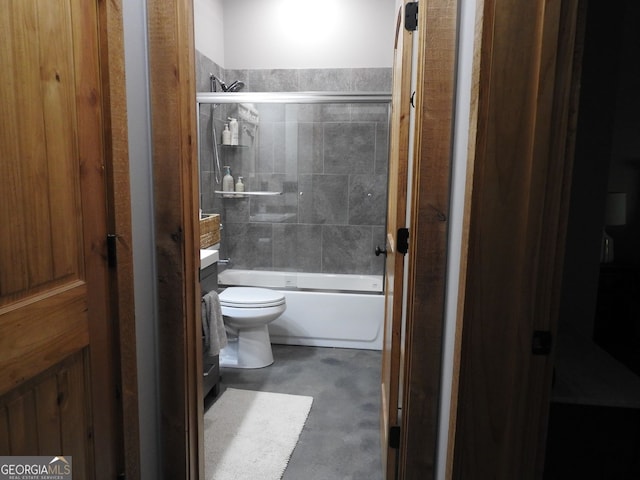 366 Shepherds Way, Morganton, GA 30560 - bathroom with toilet, vanity, bathing tub / shower combination, and concrete floors