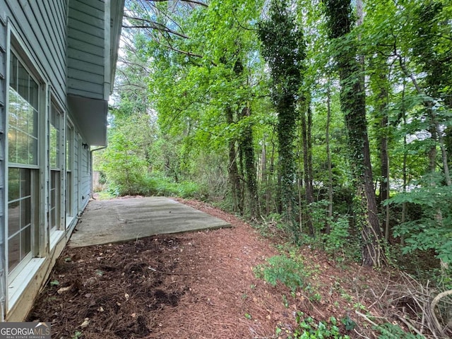 1048 Brandon Ln, Stone Mountain, GA 30083 - view of yard with a patio area and a wooded view