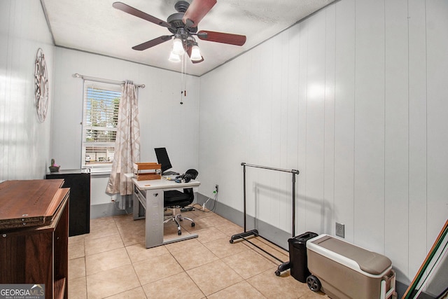 7845 Chase Woods Dr, Jonesboro, GA 30236 - office area with a ceiling fan and light tile patterned flooring