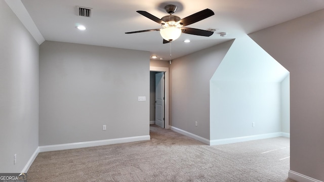 216 Morningside Dr, Thomasville, GA 31792 - bonus room with a ceiling fan, carpet floors, visible vents, baseboards, and recessed lighting