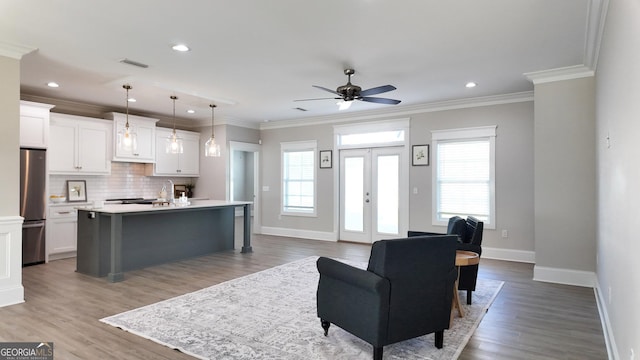 216 Morningside Dr, Thomasville, GA 31792 - living area with baseboards, recessed lighting, light wood-style floors, and ceiling fan