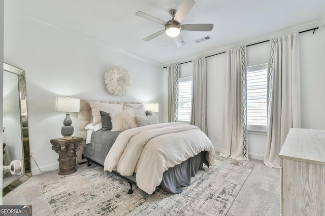 3313 Bartee Walk, Suwanee, GA 30024 - carpeted bedroom with baseboards, ceiling fan, and visible vents