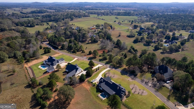 aerial view featuring a rural view