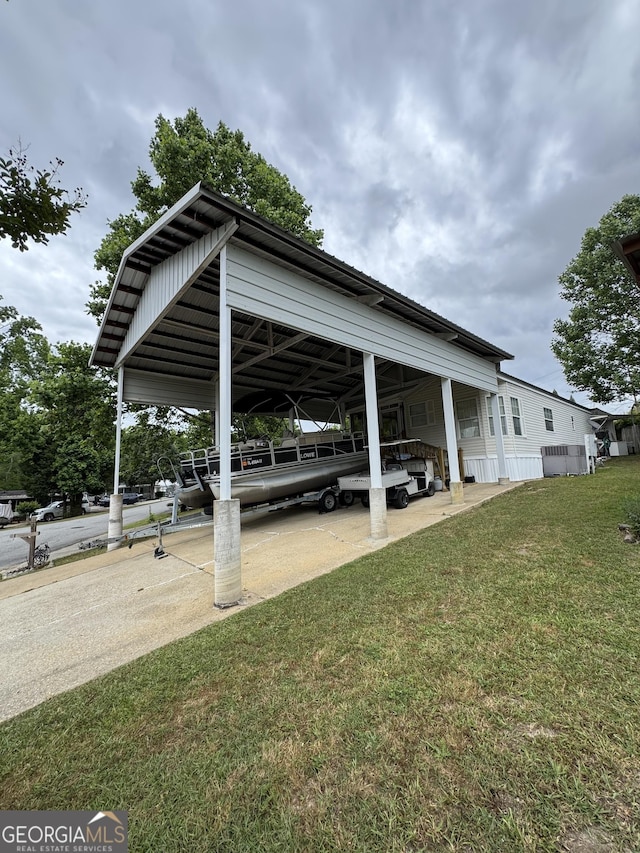 view of parking / parking lot featuring a carport