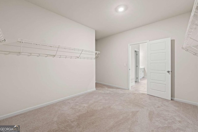 walk in closet featuring carpet floors