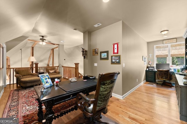 533 Birch River Dr Unit 17, Dahlonega, GA 30533 - office space with ceiling fan, light wood finished floors, baseboards, and vaulted ceiling