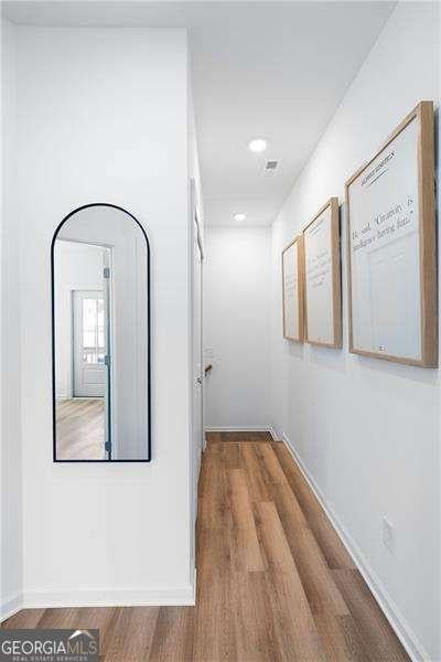 4856 Allatoona Unit 8, Acworth, GA 30101 - hall featuring baseboards, recessed lighting, and wood finished floors