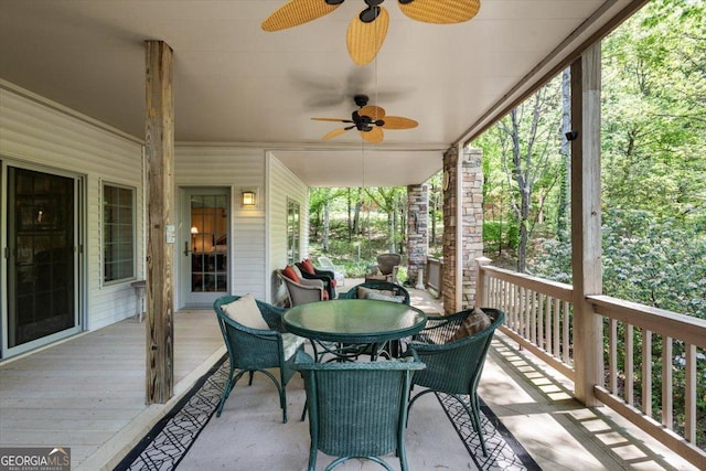 deck with ceiling fan