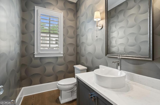 210 Marjean Way, Alpharetta, GA 30009 - bathroom featuring wood finished floors, toilet, and vanity