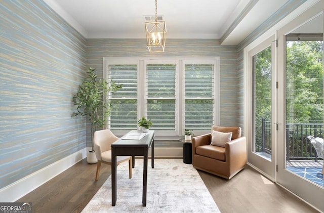 210 Marjean Way, Alpharetta, GA 30009 - office space with wallpapered walls, baseboards, and wood finished floors