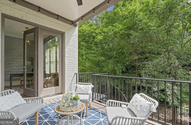 210 Marjean Way, Alpharetta, GA 30009 - balcony with a ceiling fan and an outdoor living space