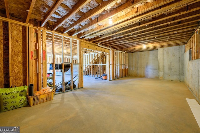 view of unfinished below grade area