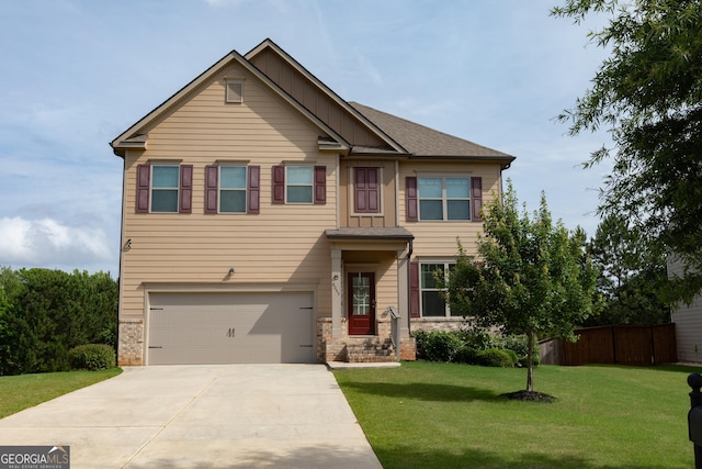 8045 Coleson Xing, Locust Grove, GA 30248 - craftsman-style house with an attached garage, driveway, and board and batten siding