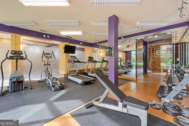 gym with visible vents