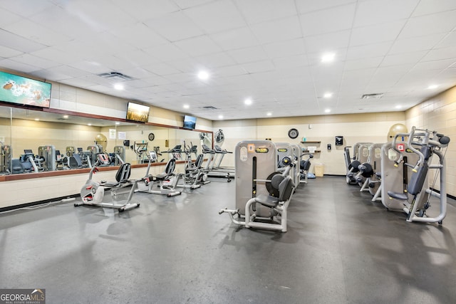 workout area featuring visible vents