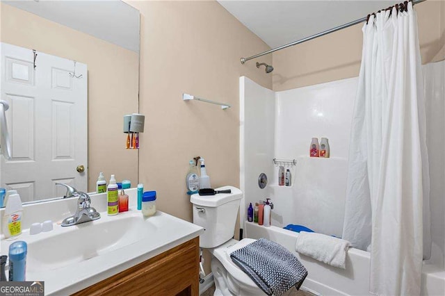 2171 Wilson Ave NW, Atlanta, GA 30314 - bathroom featuring shower / bathtub combination with curtain, toilet, and vanity