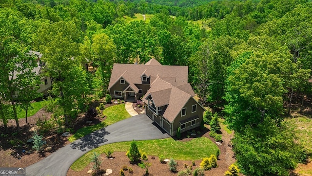 aerial view with a forest view
