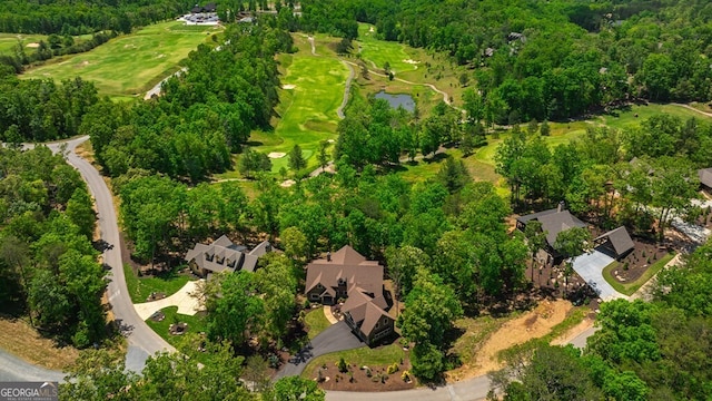 aerial view featuring a water view and a residential view