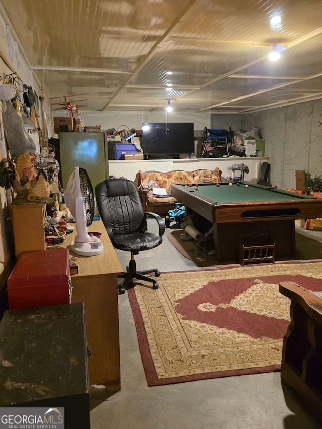 1180 Edwards Mill Rd, Ball Ground, GA 30107 - rec room with pool table and concrete flooring