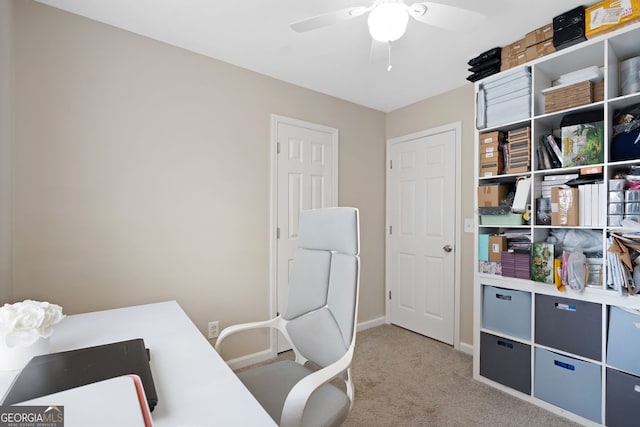 4355 Saddlewood Ct, Gillsville, GA 30543 - home office with light carpet and a ceiling fan
