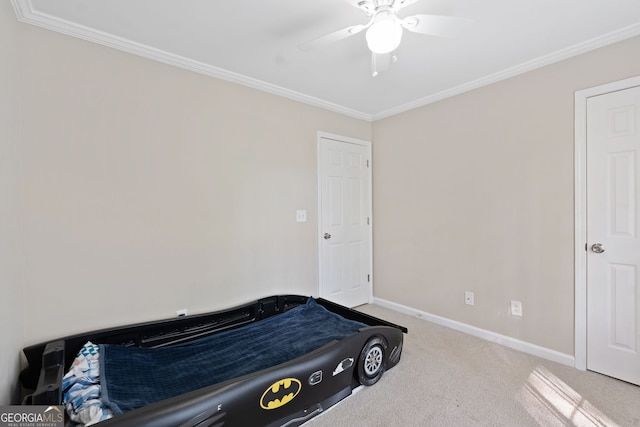 4355 Saddlewood Ct, Gillsville, GA 30543 - carpeted bedroom featuring ornamental molding and a ceiling fan