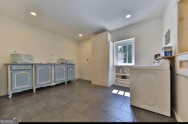 185 A W Roberts Dr, Ball Ground, GA 30107 - living area featuring washer / dryer and recessed lighting